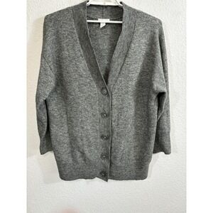H&M Cardigan Sweater Womens Medium‎ Gray Button Front Oversized Grandpa Knit